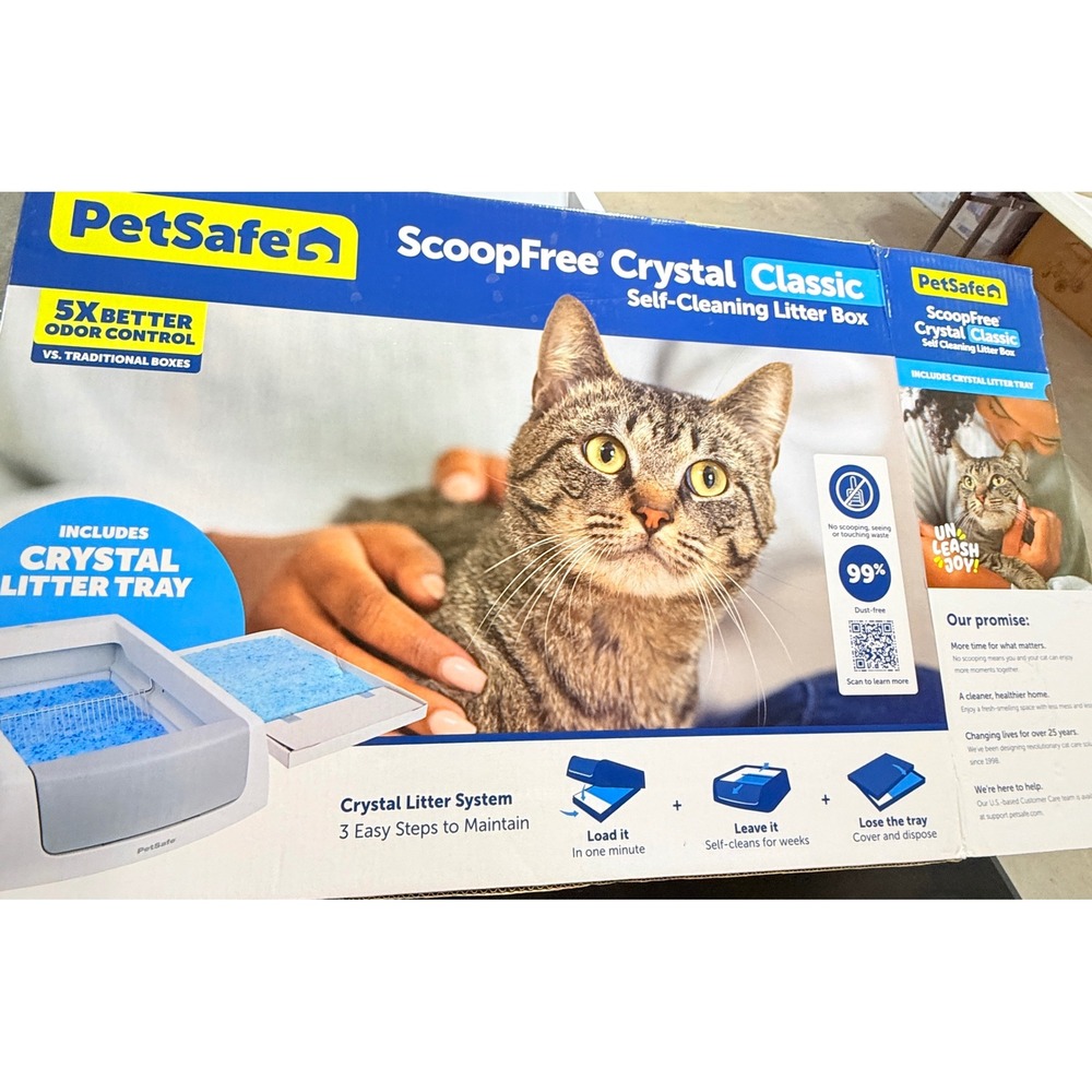PetSafe ScoopFree Crystal Classic Self-Cleaning Litter Box Gray 300-3407-1 *read